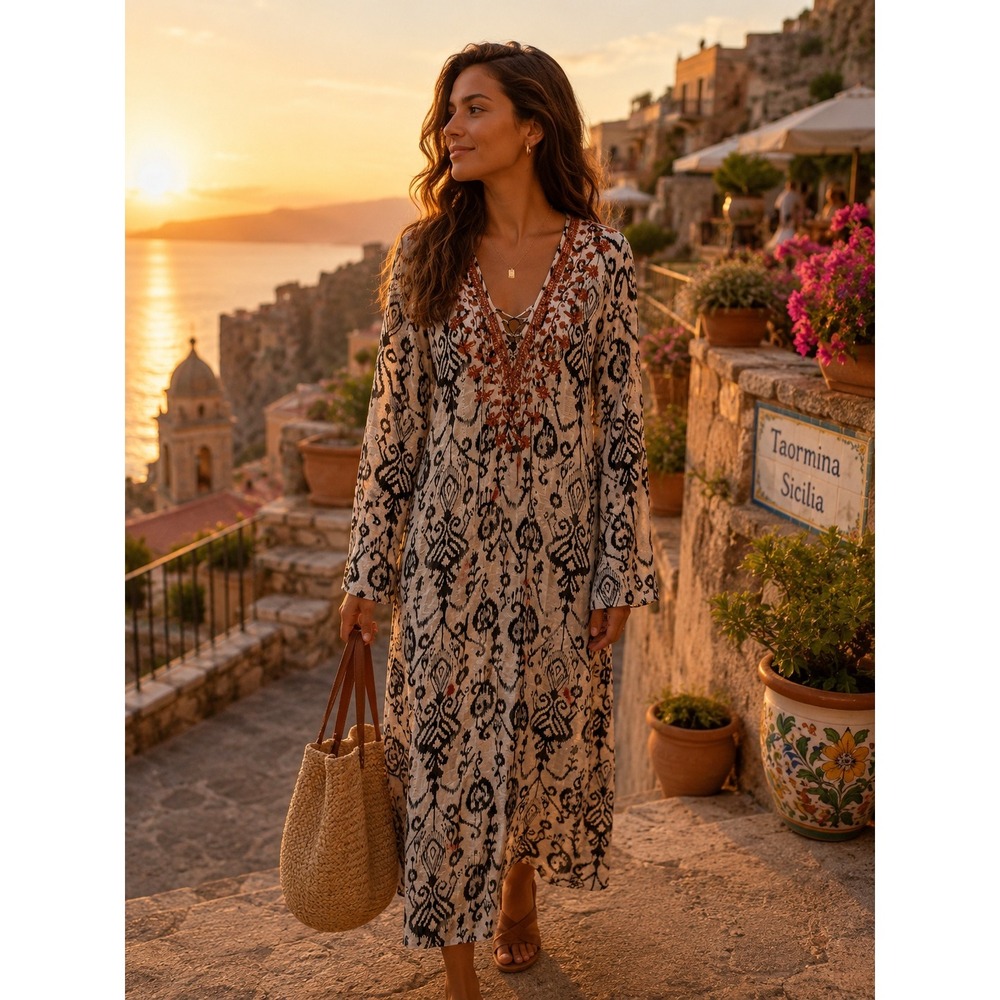 Zara Semi Sheer Embroidered Tunic Dress Kaftan Boho Festival Cover Up Size S